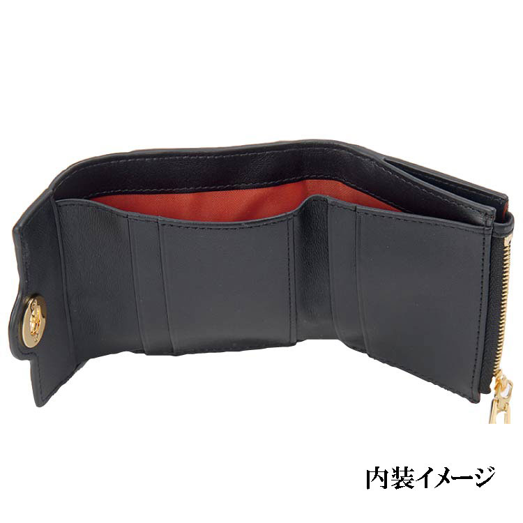 クロコダイル】 光沢 コンパクト財布 オレンジ(オレンジ