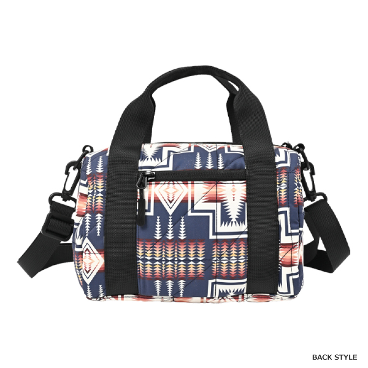 【KiU×ペンドルトン】スクエアパデッドミニボストンバッグ ハーディング ネイビー ミニボストンバッグ