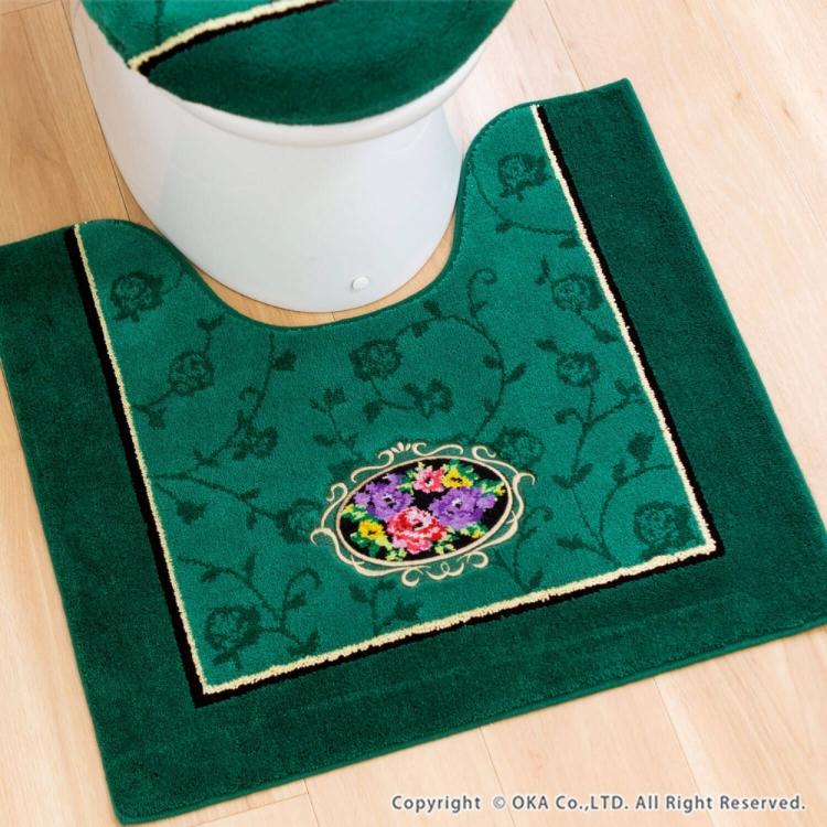 シェニールロゼ トイレマット 約60cm×63cm グリーン グリーン トイレマット 約60cm×63cm