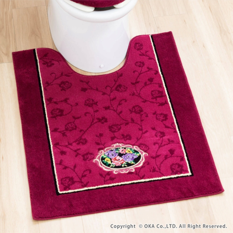 シェニールロゼ ロングトイレマット 約85cm×67cm ピンク ピンク ロングトイレマット 約85cm×67cm