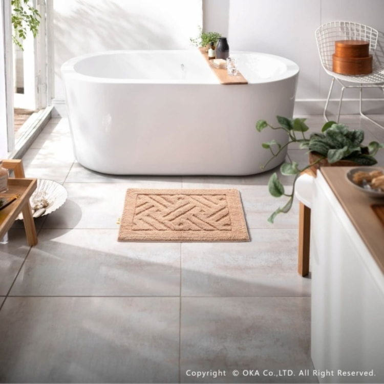 乾度良好リッカ バスマット 約45cm×60cm ベージュ ベージュ 45cm×60cm