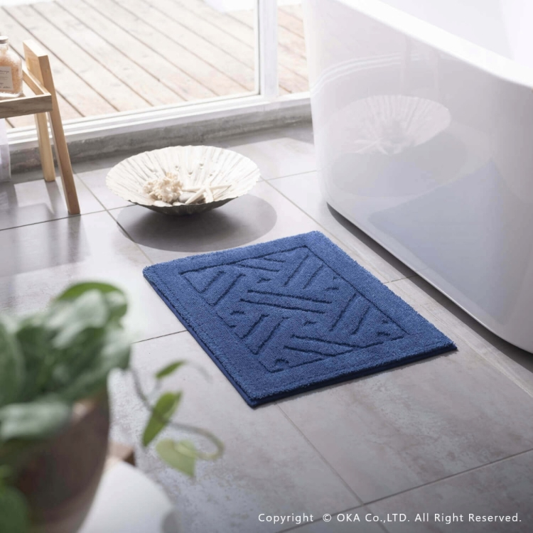 乾度良好リッカ バスマット 約45cm×60cm ネイビー ネイビー 45cm×60cm