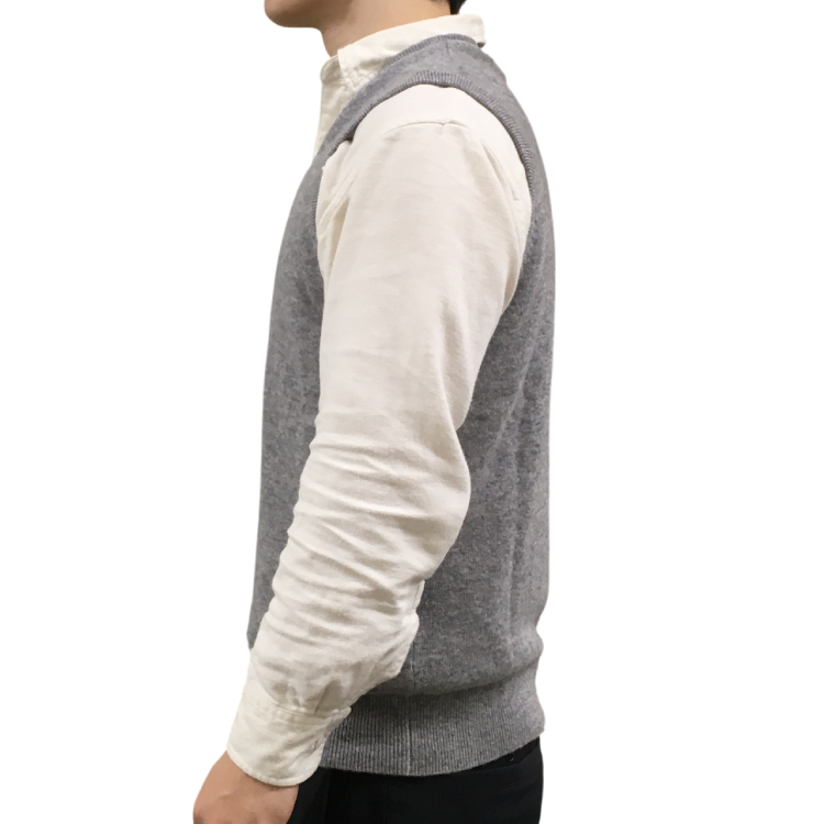 【RHYTHM BOX】リズムボックス カシミヤ100% Vネックベスト ライトグレー M ライトグレー M