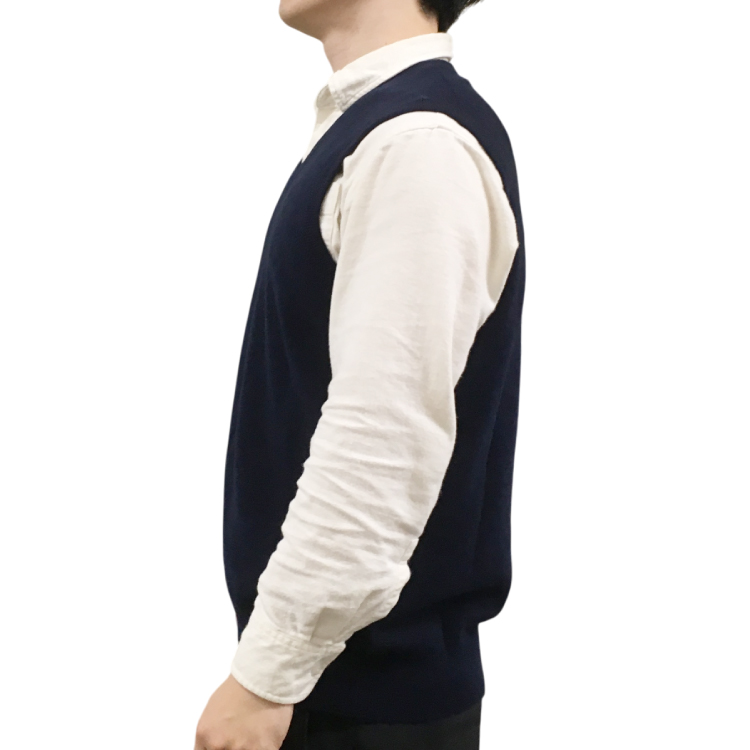 【RHYTHM BOX】リズムボックス カシミヤ100% Vネックベスト ネイビー M ネイビー M