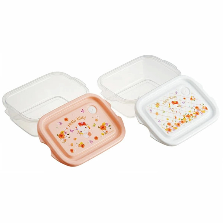 ハローキティ シールボックス500ml(2個セット)パステル水彩花柄