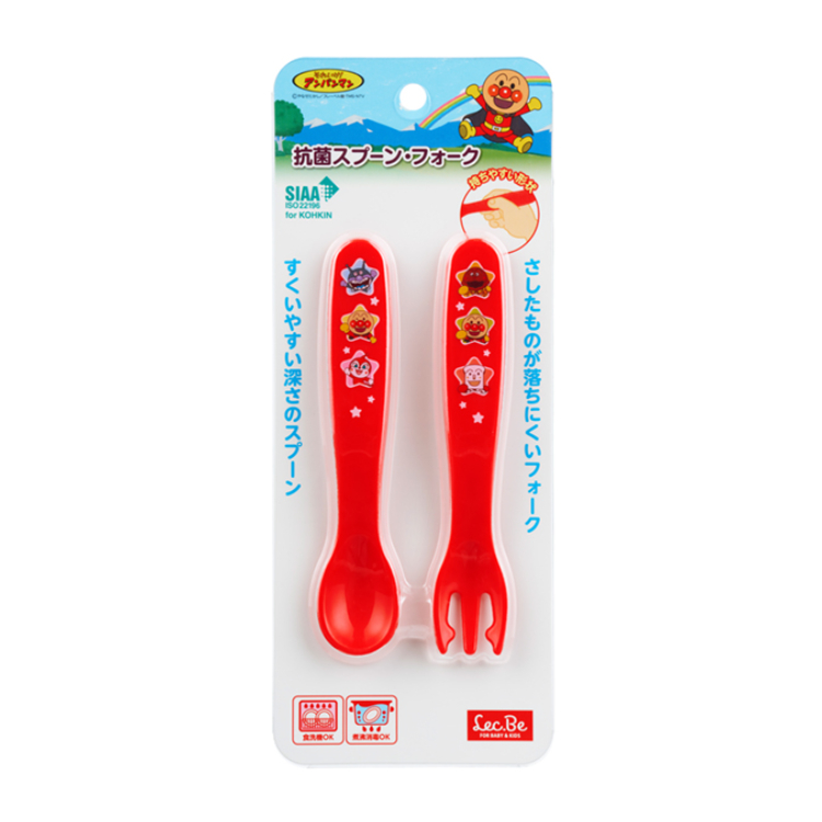 【アンパンマン】抗菌スプーン・フォーク(レッド) レッド ケース付なし