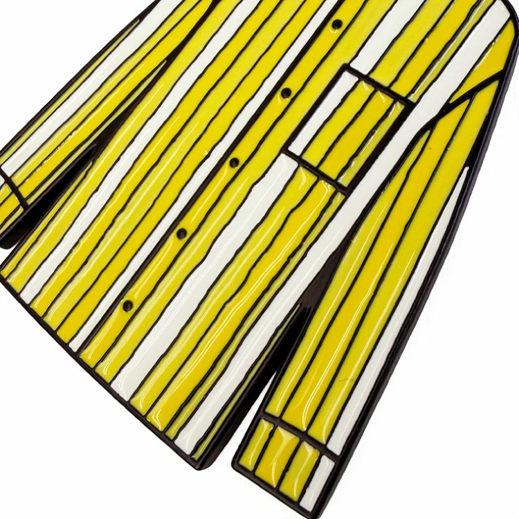 【marimekko】マリメッコ Vekku Piccoloシャツモチーフ キーチェーン イエロー×ホワイト イエロー×ホワイト
