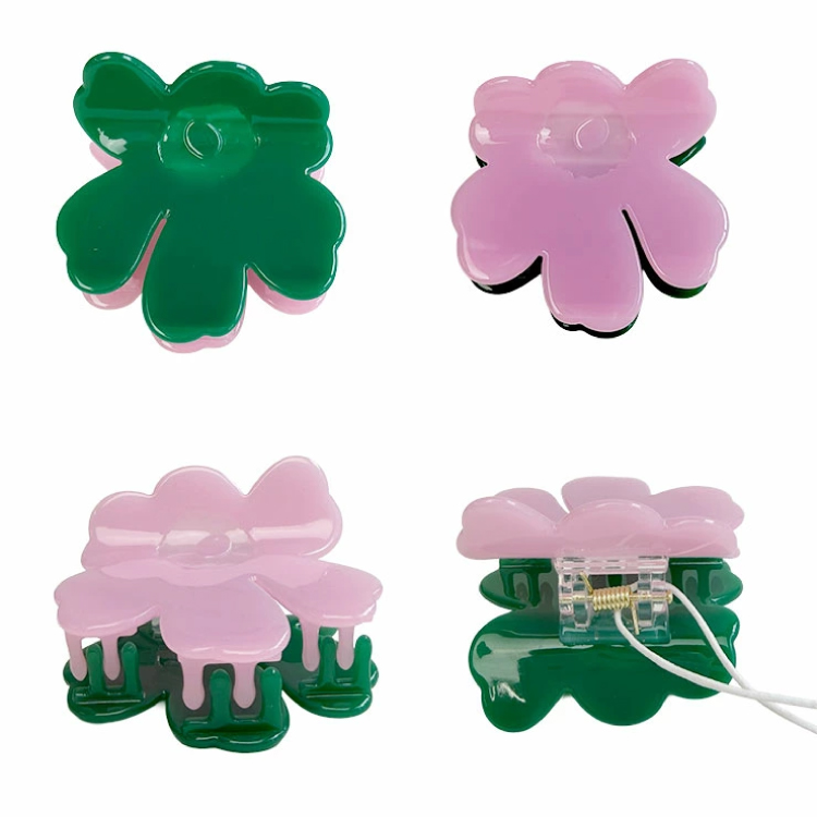 【marimekko】マリメッコ ヘアクリップ Unikko Hair Clip S Two-Tone Small ピンク×グリーン ピンク×グリーン