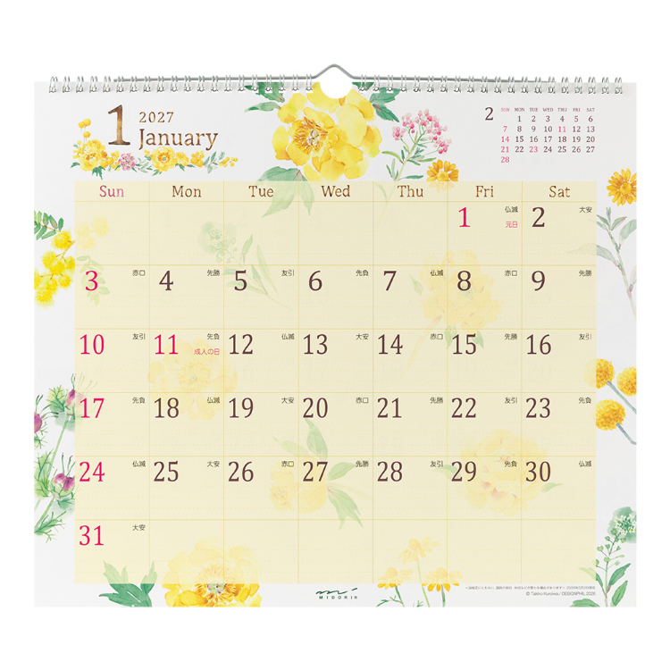 【2027年カレンダー・手帳】壁掛カレンダー/カントリータイム 花柄<L> カントリータイム 花柄 壁掛カレンダー<L>