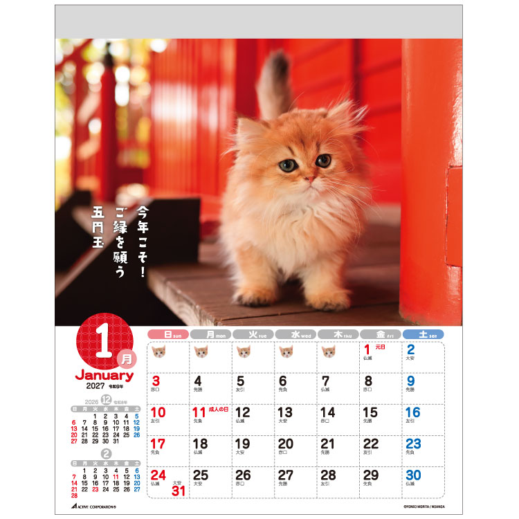 【2027年カレンダー・手帳】森田米雄・CATメッセージ/ 壁掛けカレンダー CAT 壁掛け
