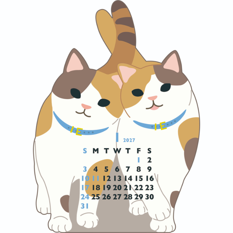 【2027年カレンダー・手帳】アニマルダイカットカレンダーミニ/ふたごねこ ふたごねこ