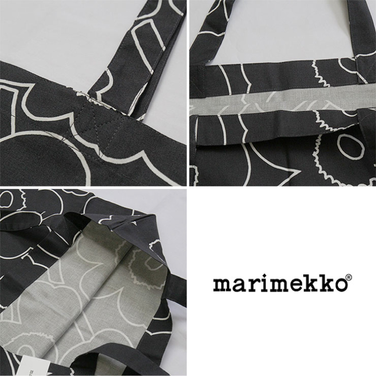 【marimekko】マリメッコ ファブリックバッグ Pieni Piirto Unikko ブラック×ホワイト