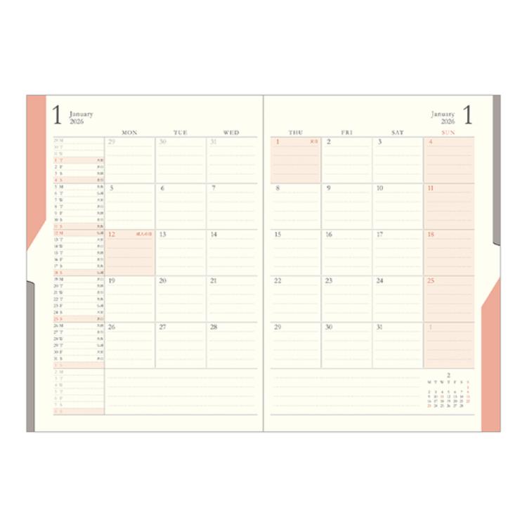 【2026年カレンダー・手帳】ミドリ ダブルスケジュール<B6> ベージュ ベージュ