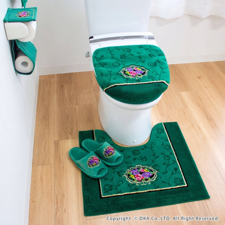 シェニールロゼ トイレマット 約60cm×63cm グリーン グリーン トイレマット 約60cm×63cm