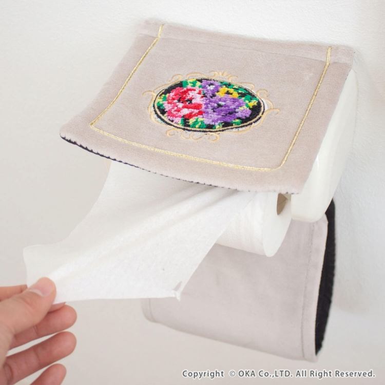 シェニールロゼ ペーパーホルダーカバー ベージュ ベージュ ペーパーホルダーカバー