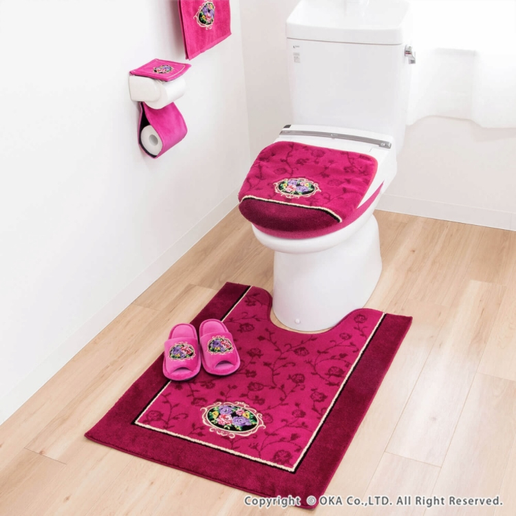 シェニールロゼ ロングトイレマット 約85cm×67cm ピンク ピンク ロングトイレマット 約85cm×67cm