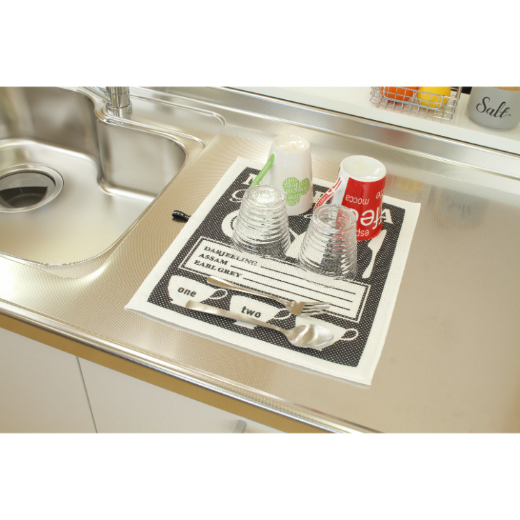 吸水・速乾 水切りマット 40cm ブラック ブラック 40cm