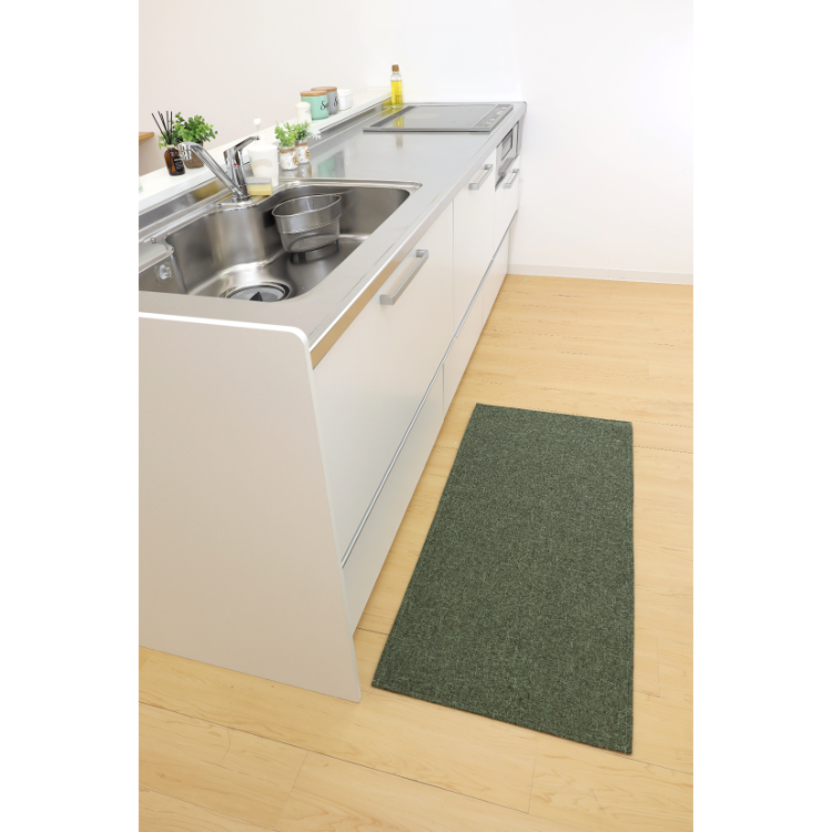 Pally Pally(パリ―パリ―) はっ水加工の洗濯機で丸洗いできるキッチンマット120㎝ グリーン グリーン 120㎝