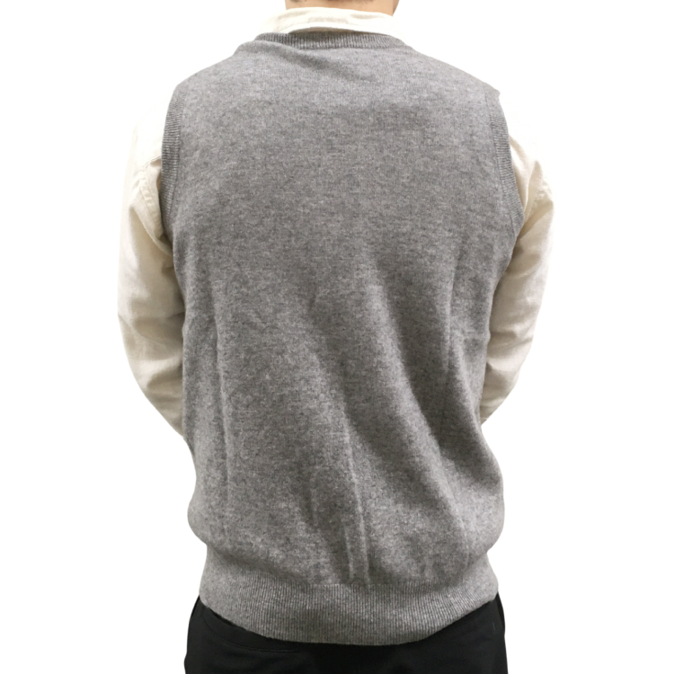 【RHYTHM BOX】リズムボックス カシミヤ100% Vネックベスト ライトグレー M ライトグレー M