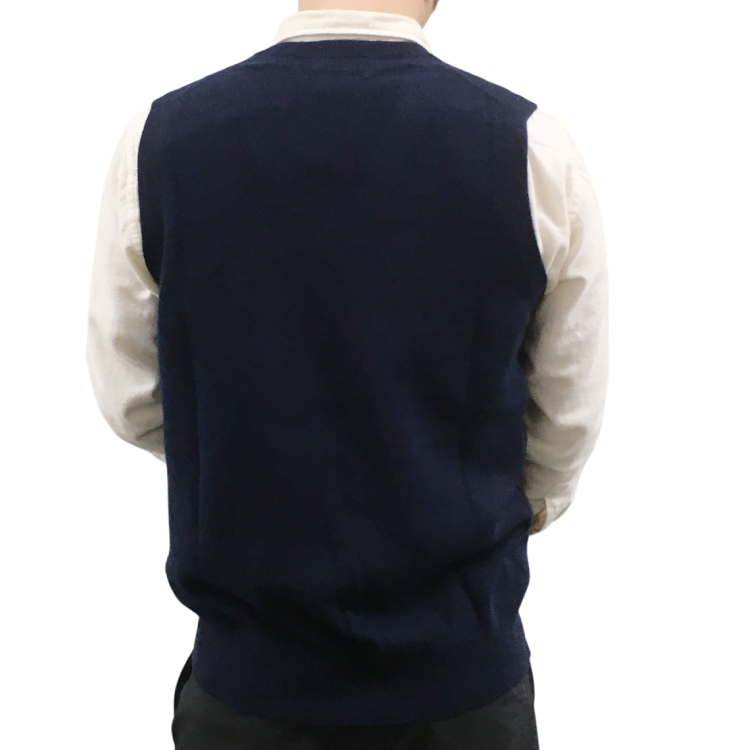 【RHYTHM BOX】リズムボックス カシミヤ100% Vネックベスト ネイビー M ネイビー M