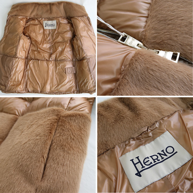 HERNO】ヘルノ ナイロンウルトラライト＆フェイクファー 切り替え