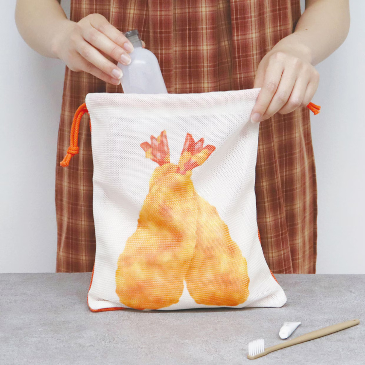 旅するお弁当 エビフライ&トマト巾着セット(巾着・ポーチ3点セット) エビフライ&トマト巾着セット