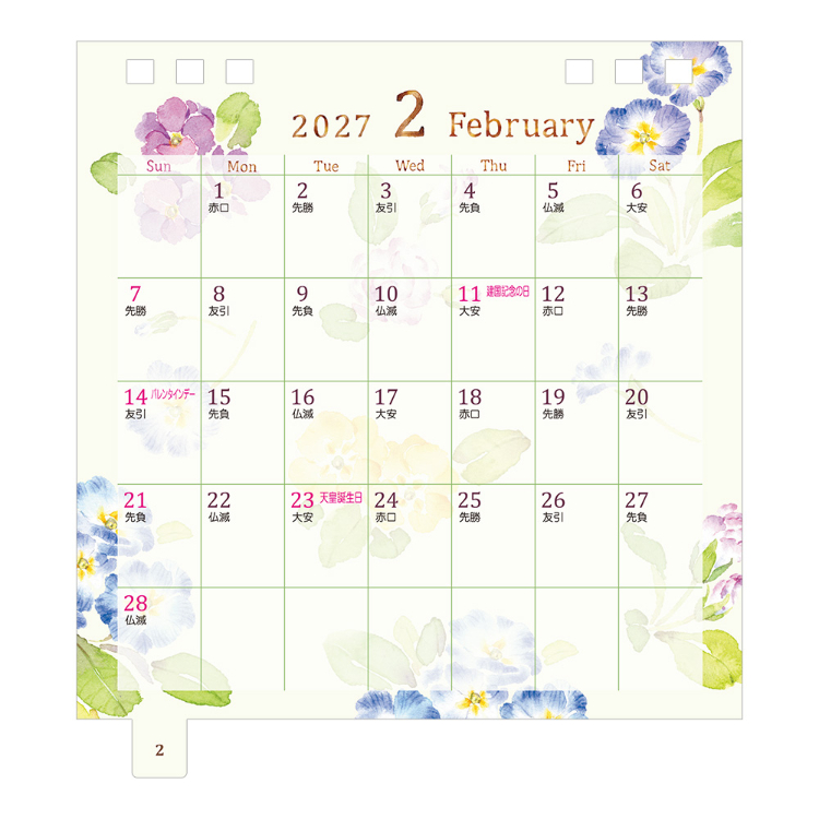 【2027年カレンダー・手帳】卓上リングカレンダー/<S> カントリータイム 花柄 カントリータイム 花柄 リングカレンダー<S>
