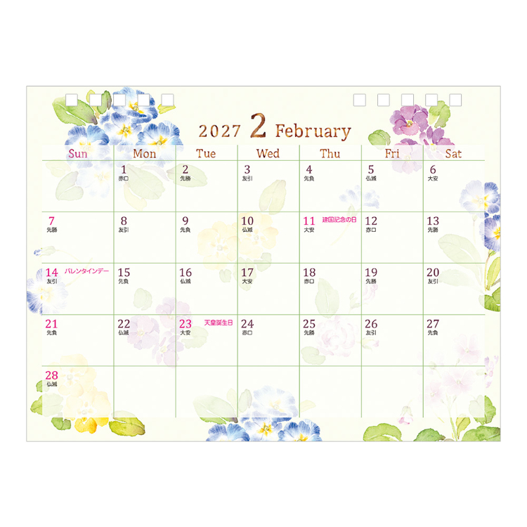 【2027年カレンダー・手帳】卓上リングカレンダー/<M> カントリータイム 花柄 カントリータイム 花柄 リングカレンダー<M>