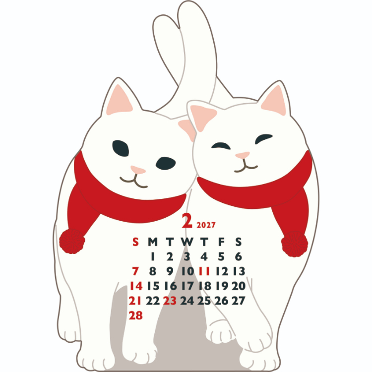 【2027年カレンダー・手帳】アニマルダイカットカレンダーミニ/ふたごねこ ふたごねこ