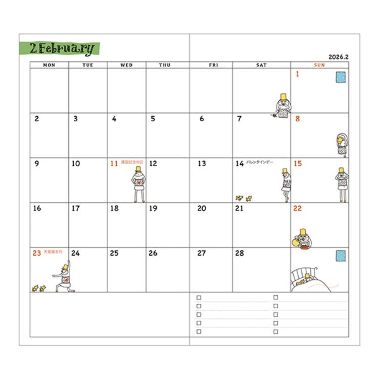 【2026年カレンダー・手帳】ミドリ ポケットダイアリー スリム<B6> オジサン柄 オジサン柄 B6