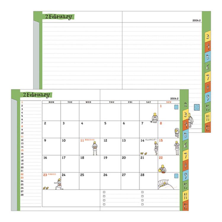 【2026年カレンダー・手帳】ミドリ ポケットダイアリー<A6> 月間 オジサン柄 オジサン柄 A6