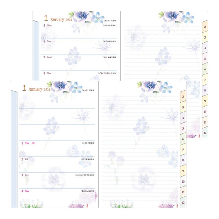 【2026年カレンダー・手帳】ミドリ ポケットダイアリー<B6> カントリータイム 花柄 花柄 B6