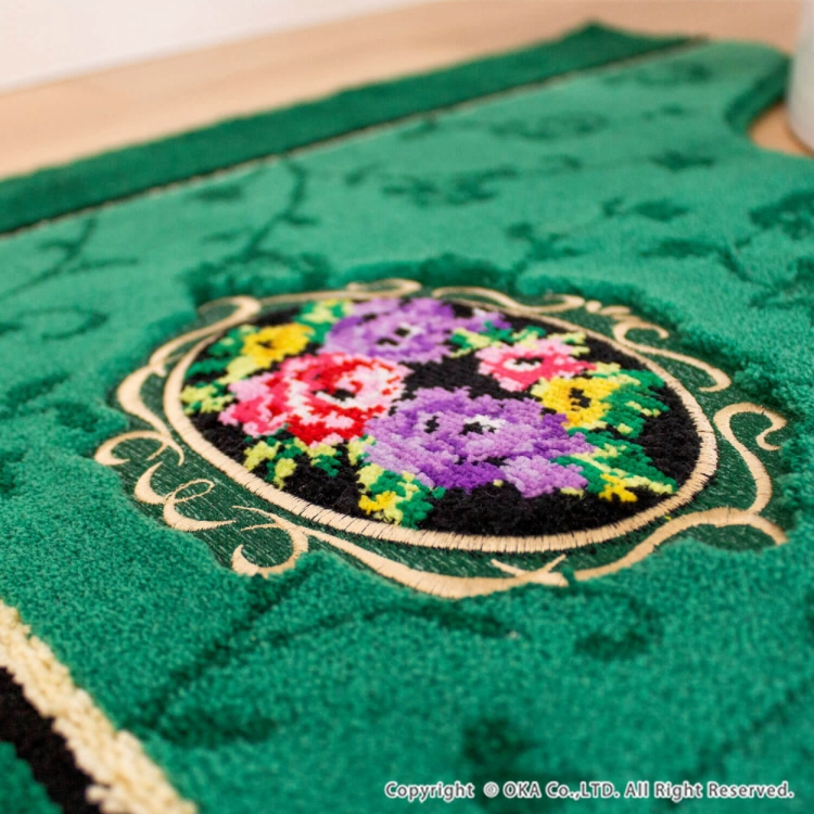 シェニールロゼ トイレマット 約60cm×63cm グリーン グリーン トイレマット 約60cm×63cm