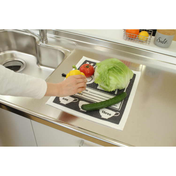 吸水・速乾 水切りマット 40cm ブラック ブラック 40cm