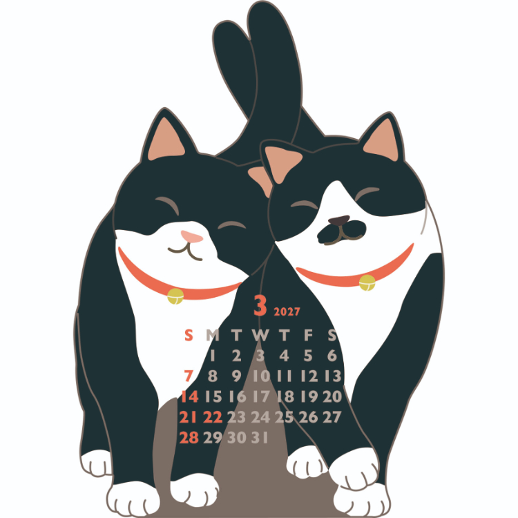 【2027年カレンダー・手帳】アニマルダイカットカレンダーミニ/ふたごねこ ふたごねこ