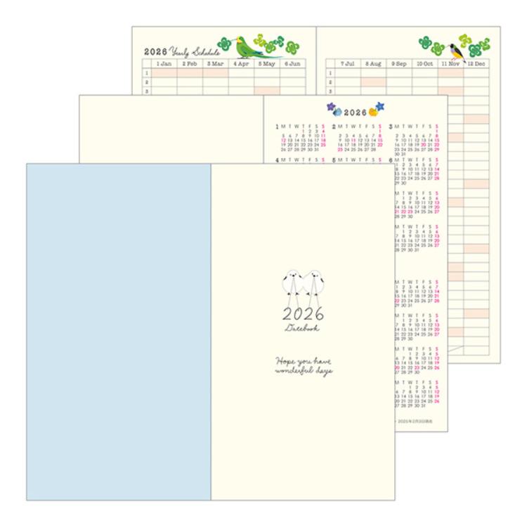 【2026年カレンダー・手帳】ミドリ ポケットダイアリー スリム<B6> トリ柄 トリ柄 B6