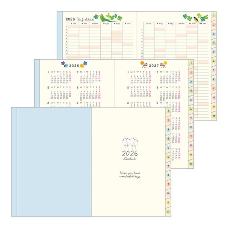 【2026年カレンダー・手帳】ミドリ ポケットダイアリー<A6> トリ柄 トリ柄 A6