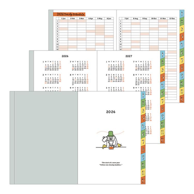【2026年カレンダー・手帳】ミドリ ポケットダイアリー<A6> 月間 オジサン柄 オジサン柄 A6