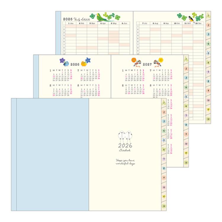 【2026年カレンダー・手帳】ミドリ ポケットダイアリー<B6> トリ柄 トリ柄 B6