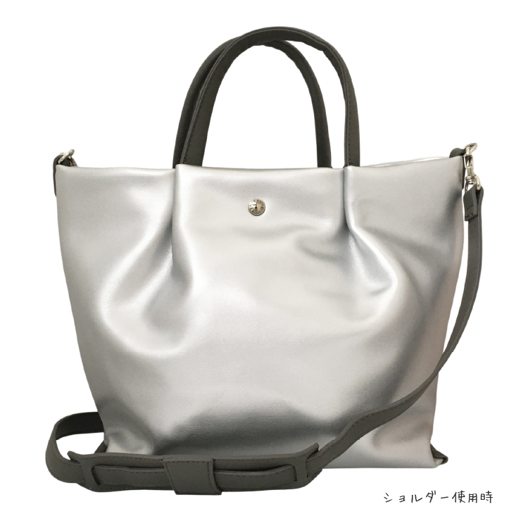 【Legato Largo】肩楽 合皮 2WAY ショルダーバッグ シルバー シルバー 2WAY ショルダーバッグ