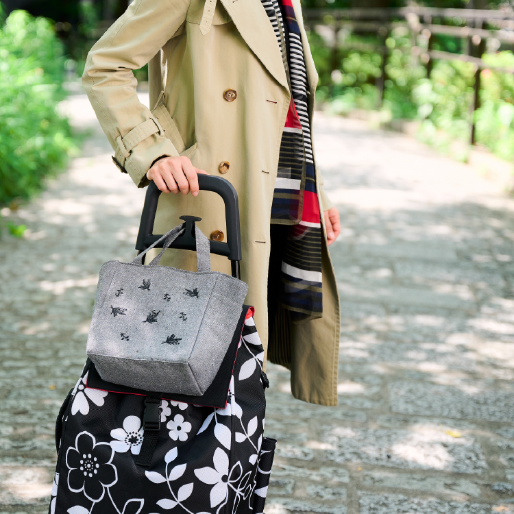 【cocoro】ココロ ショッピングカート スタンダードタイプ フラワー BLACK×RED BLACK×RED