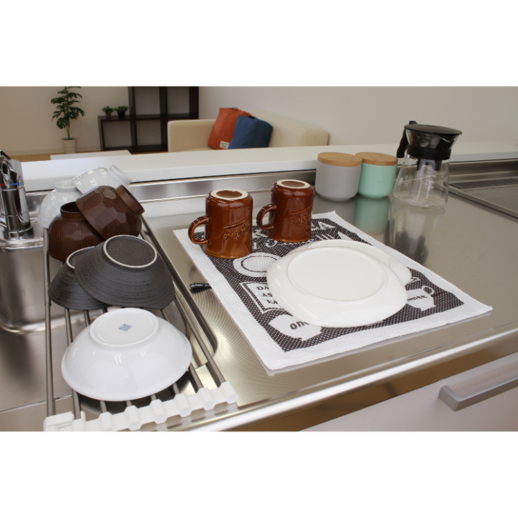 吸水・速乾 水切りマット 40cm ブラック ブラック 40cm