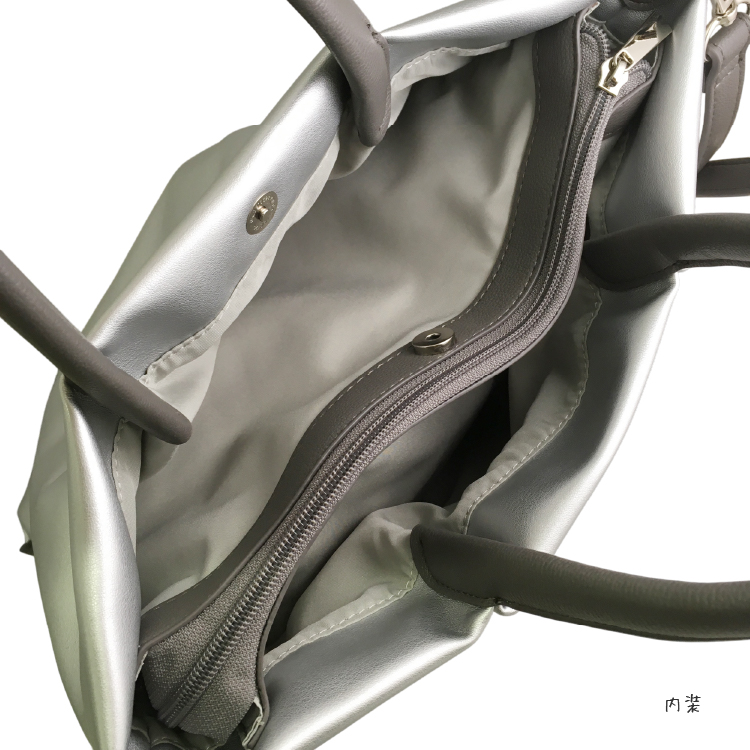 【Legato Largo】肩楽 合皮 2WAY ショルダーバッグ シルバー シルバー 2WAY ショルダーバッグ