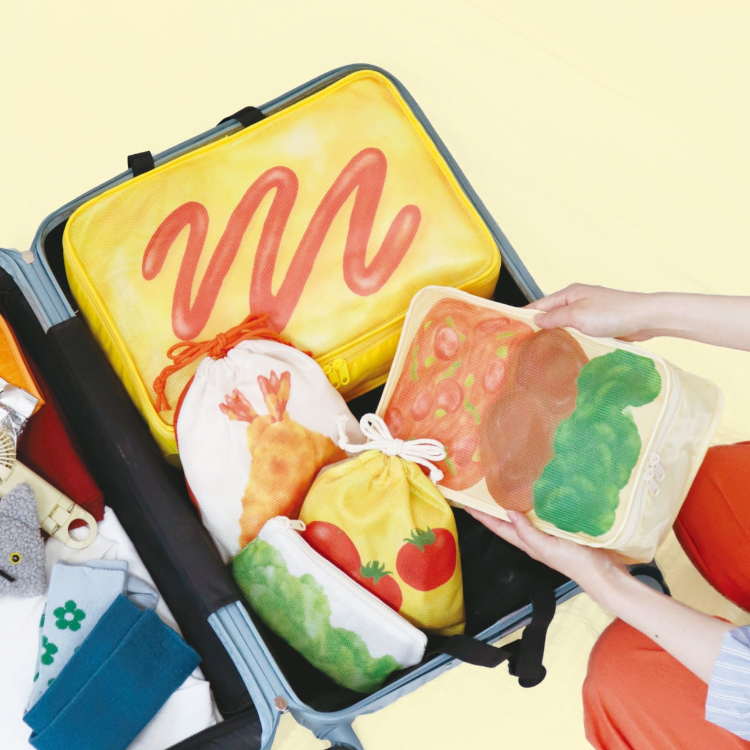旅するお弁当 エビフライ&トマト巾着セット(巾着・ポーチ3点セット) エビフライ&トマト巾着セット