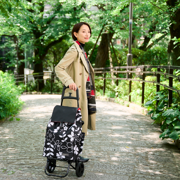 【cocoro】ココロ ショッピングカート スタンダードタイプ フラワー BLACK×RED BLACK×RED