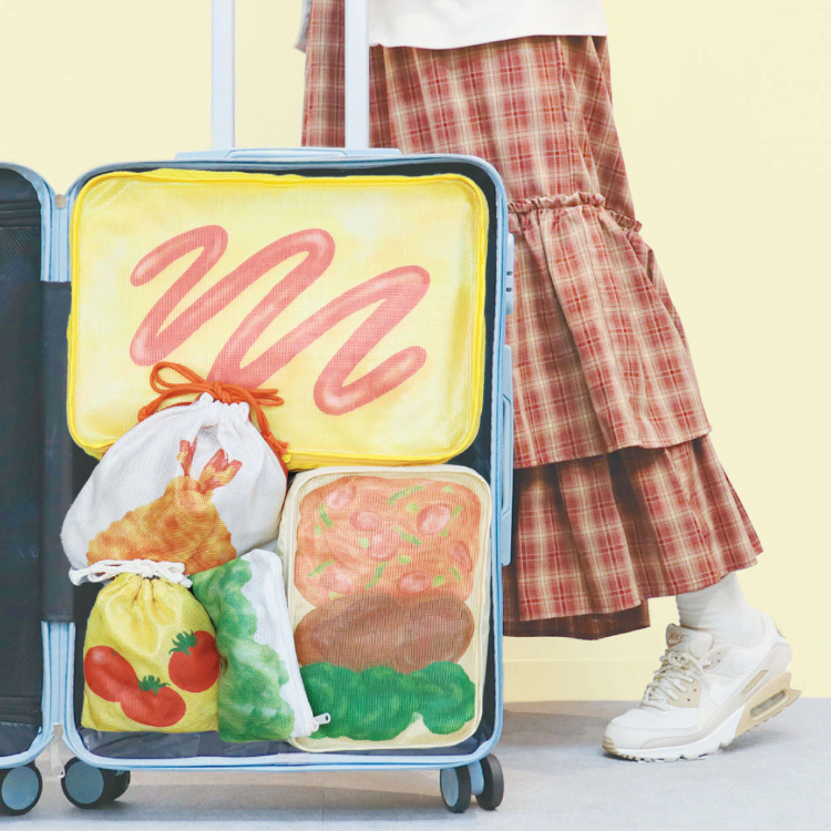 旅するお弁当 エビフライ&トマト巾着セット(巾着・ポーチ3点セット) エビフライ&トマト巾着セット