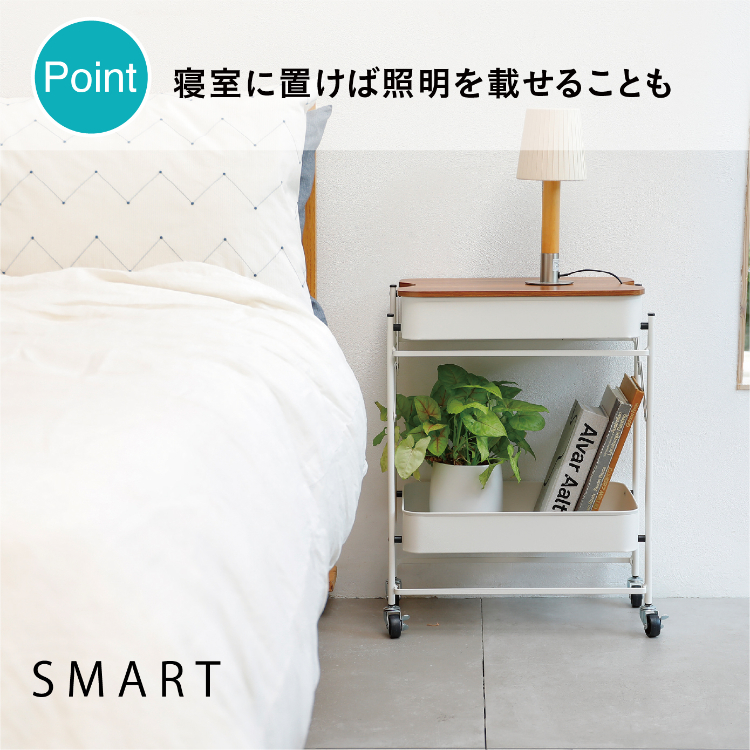 折りたためる2段ワゴン Amely ホワイト ホワイト