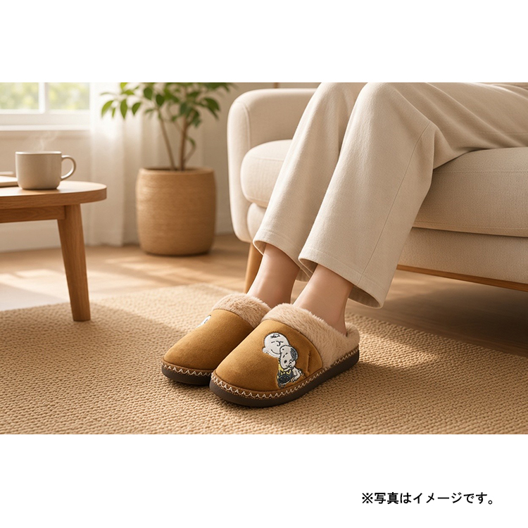 PEANUTSスヌーピー レディース ファー サンダル PN8474/Mブラウン ブラウン M