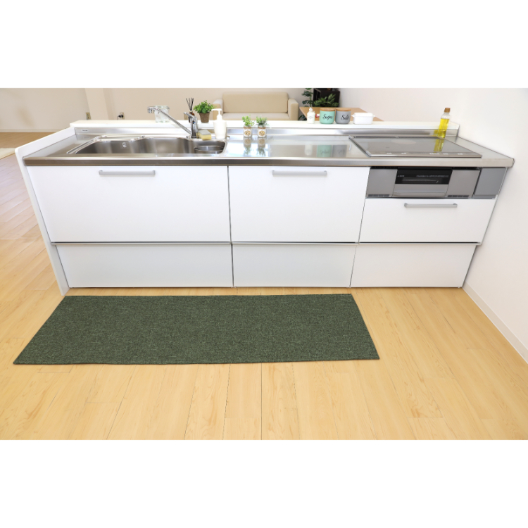 Pally Pally(パリ―パリ―) はっ水加工の洗濯機で丸洗いできるキッチンマット180㎝ グリーン グリーン 180㎝