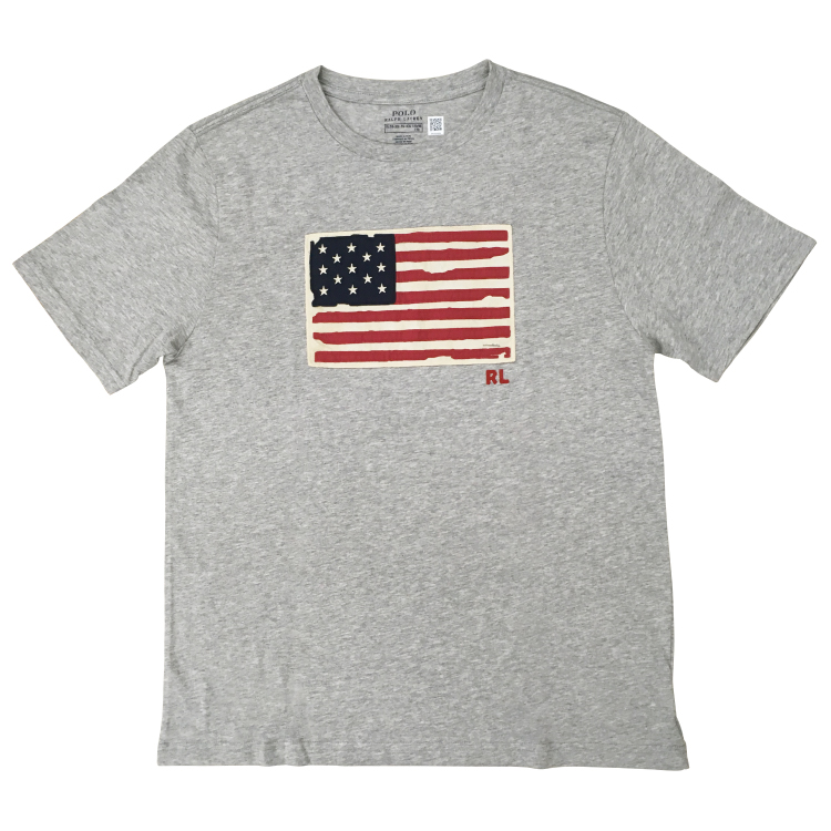 【POLO RALPH LAUREN/ポロラルフローレン】USAフラッグ半袖Tシャツ グレー ボーイズL グレー ボーイズL